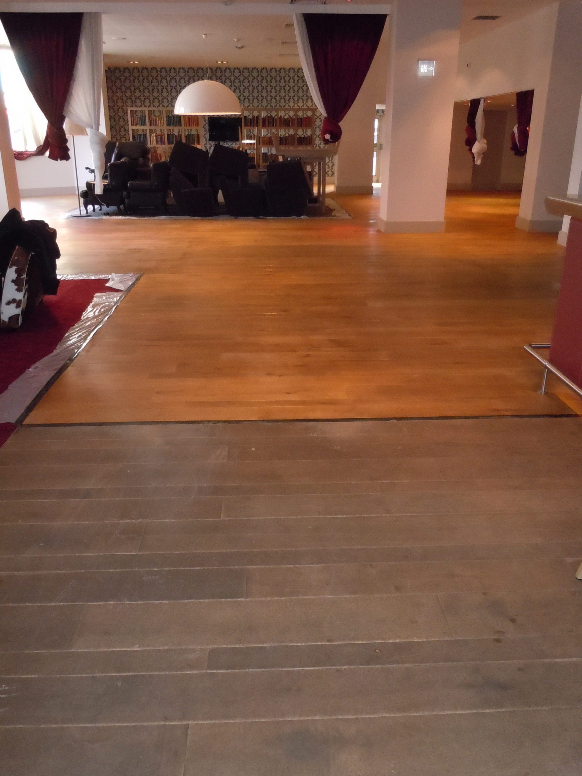 Before and after wooden floor cleaning