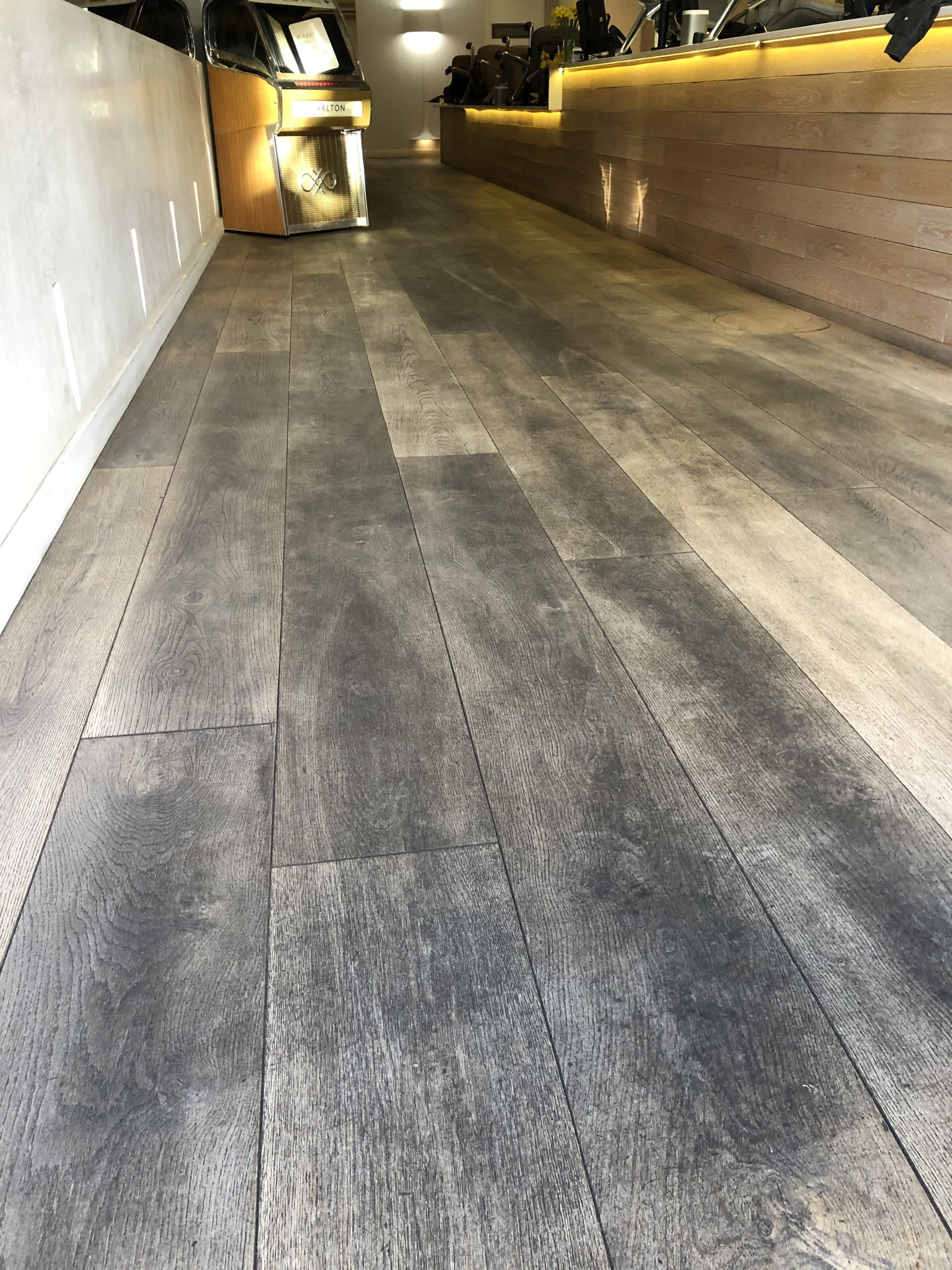 Stage 1 soiled oak flooring